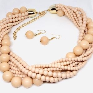 Set Luxury Beaded Necklace with Earrings in Gift B